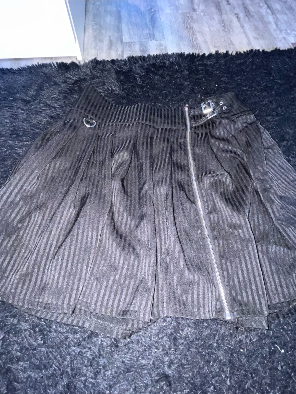 Killstar Black Striped Skater Pleated Skirt